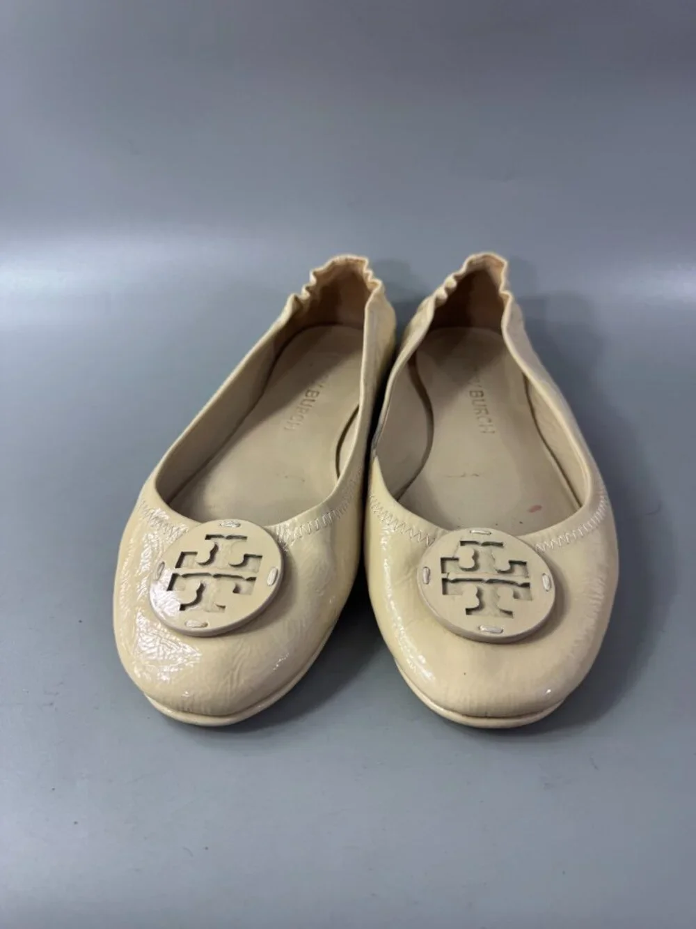 Tory Burch Neutral Patent Leather Ballet Flats, Size 10 M